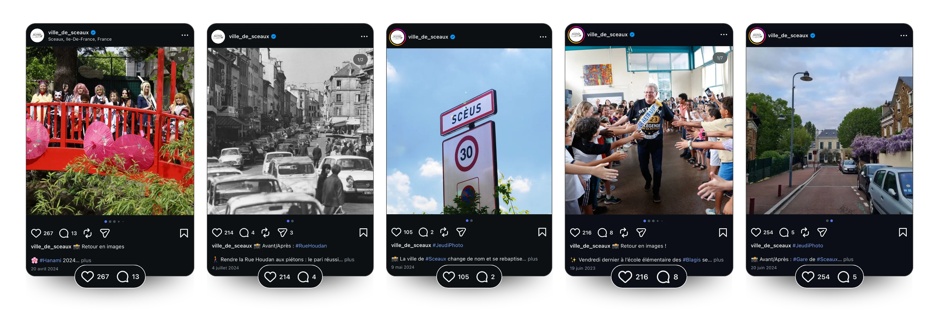 Sélection de posts Instagram réalisés pour la Ville de Sceaux